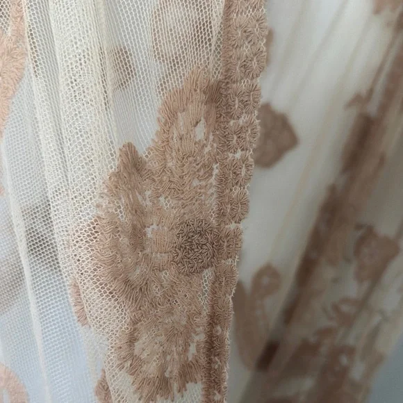 Sheer Embroidered Kimono Duster - Tan - Picture 7 of 9